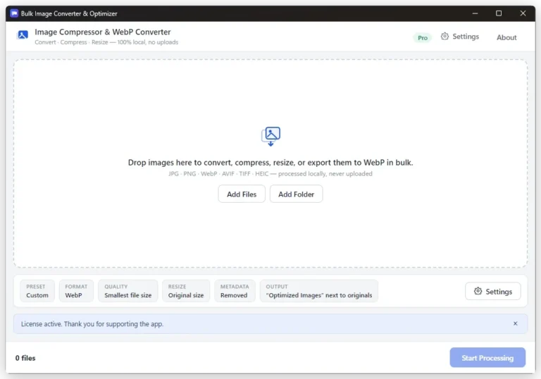 Image Compressor & WebP Converter running on Windows