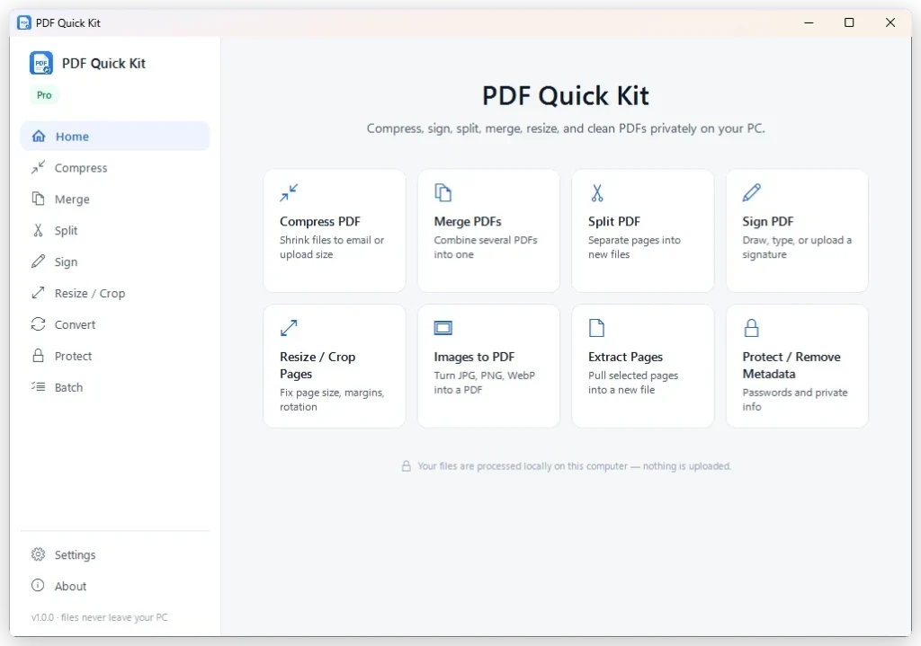 PDF Quick Kit running on Windows
