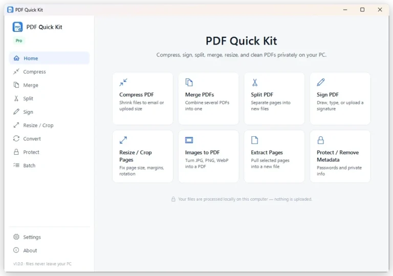 PDF Quick Kit running on Windows