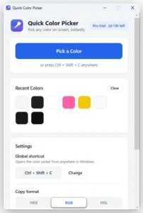 Quick Color Picker running on Windows